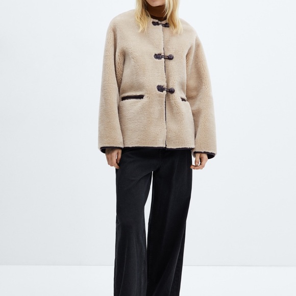 Mango Tan Shearling Jacket Cozy and Stylish - Picture 3 of 10